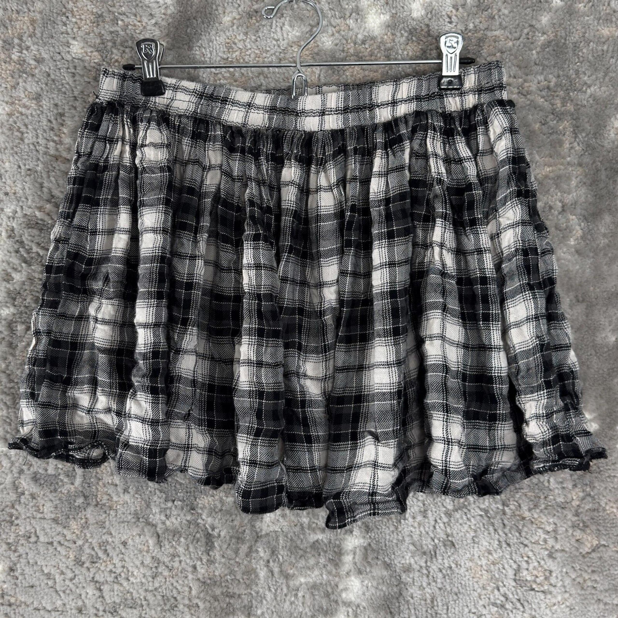 American Rag Cie Sz XL Plaid Pleated Mini Skirt Stretch Academic Schoolgirl