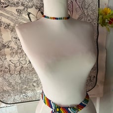 Vintage rainbow beaded belt and matching choker