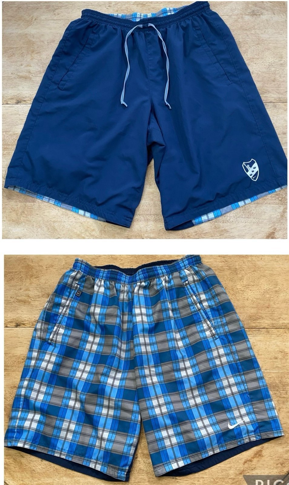 Nike Fit Dry Men's Large Navy/Plaid Reversible Poly Shorts