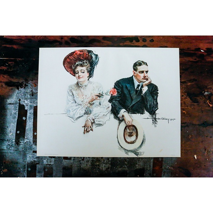 Antique Howard Chandler Christy Art 1905 Moffat Yard Lithograph 11.5 x 16