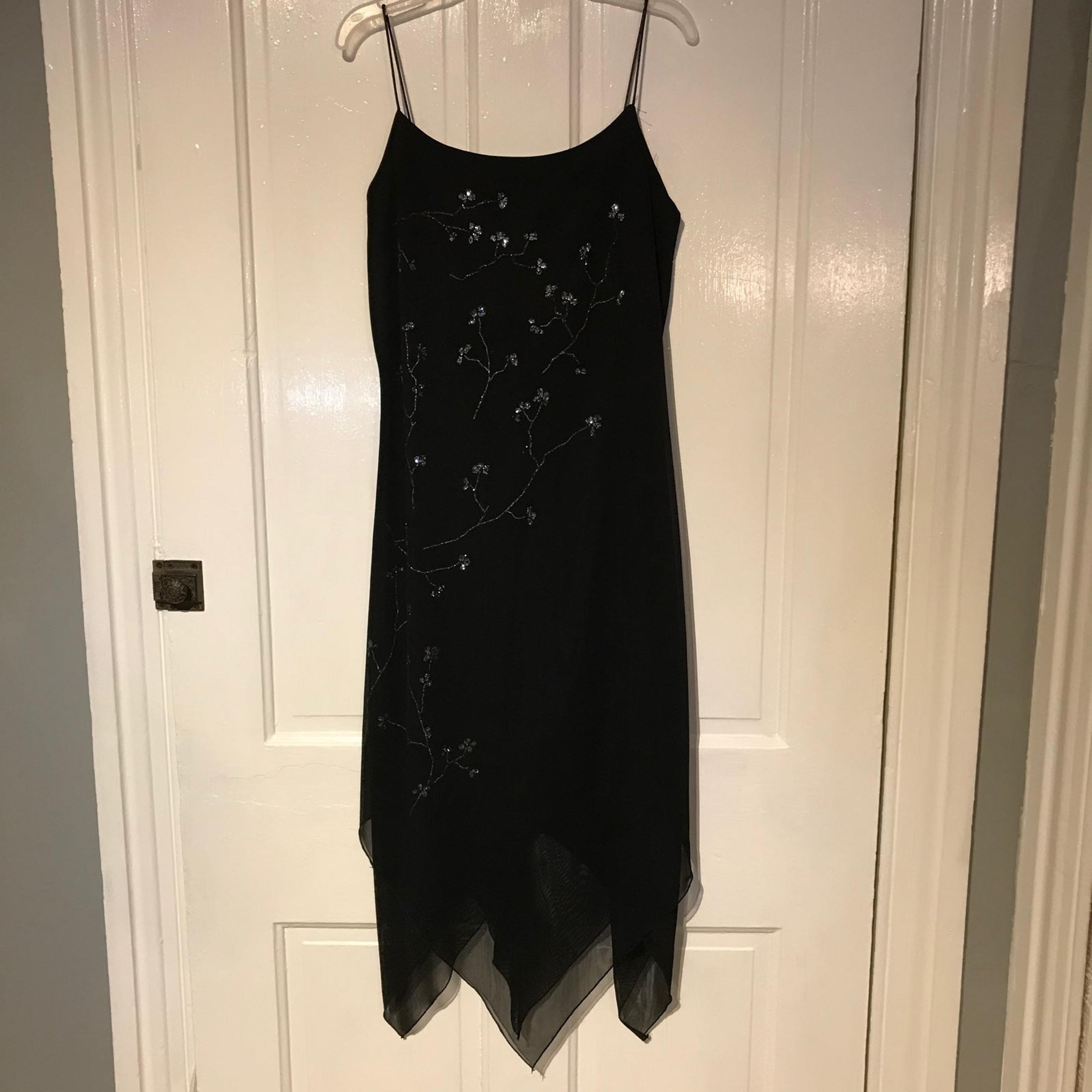 Black sequined fishtail cocktail dress