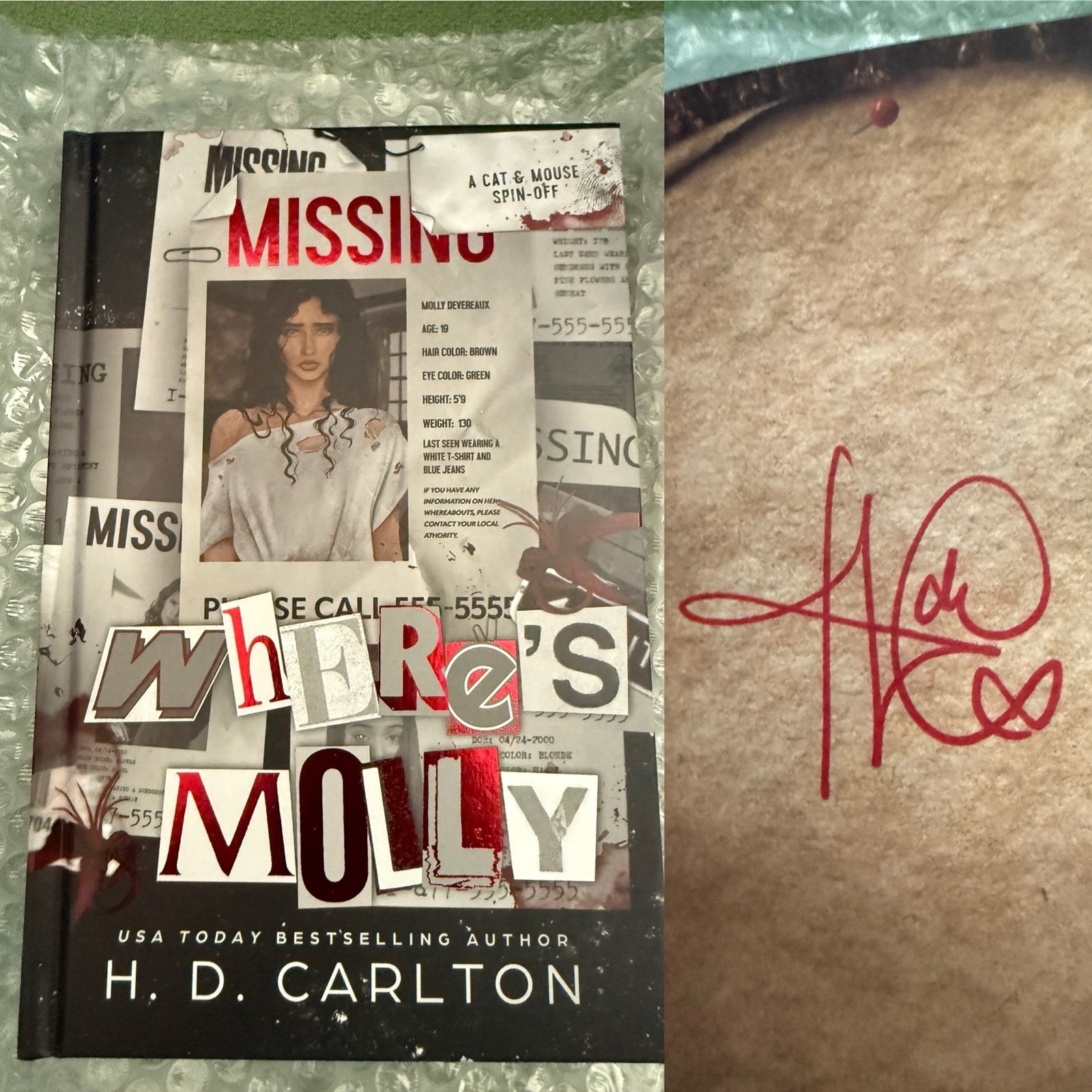 Where’s Molly (PR Edition) Exclusive. Stamped Signed Red Foil Edges H.D. Carlton