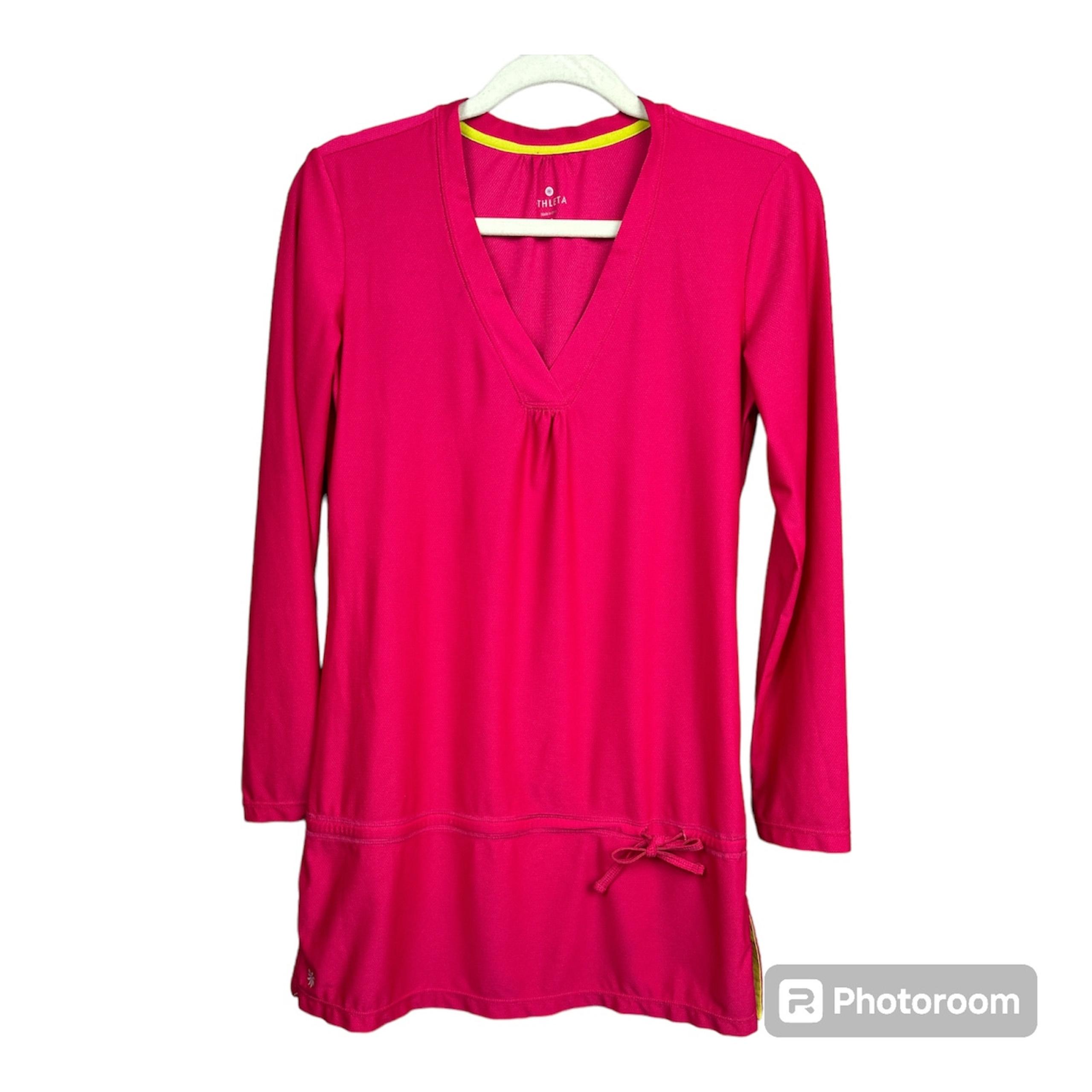 Athleta XS Wick It Bathing Suit Coverup Drop Waist Tie Pink Summer Swim Beach