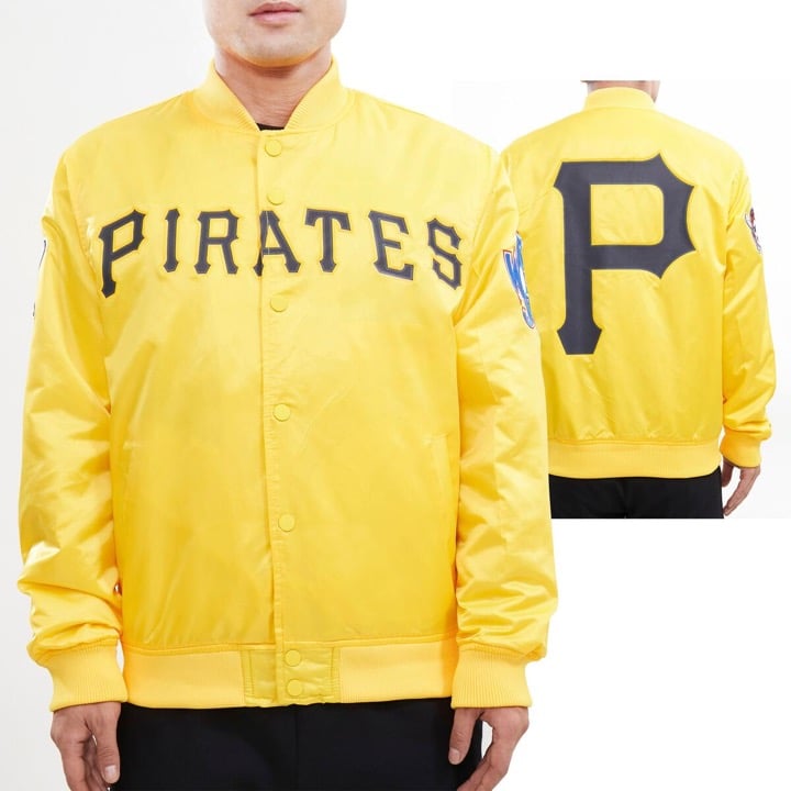 Yellow Pittsburgh Pirates Big Logo World Series Satin Jacket
