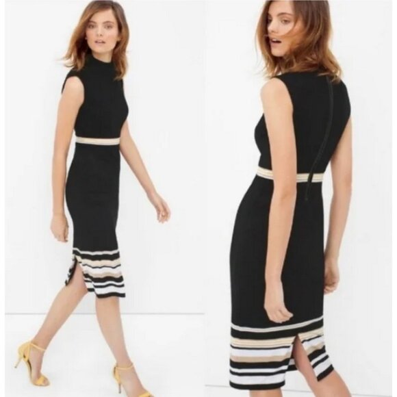 WHITE HOUSE BLACK MARKET WHBM Dress 6 Pencil Sheath Stripe Business Professional