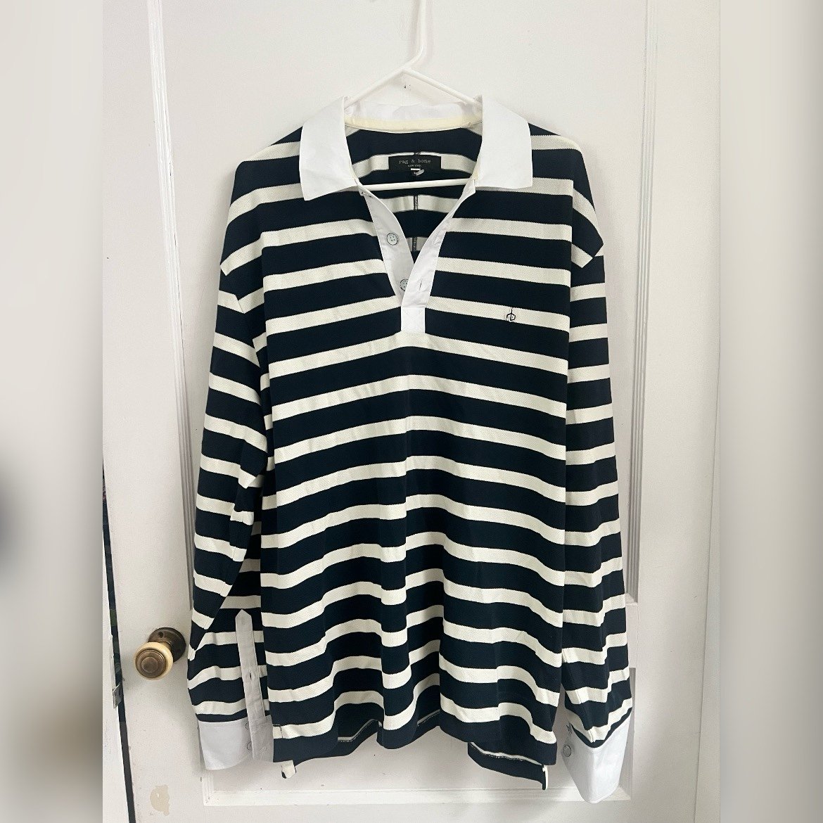 Rag & Bone Men's Pique Rugby-stripe Polo Shirt In Salute Multi Size XL 380