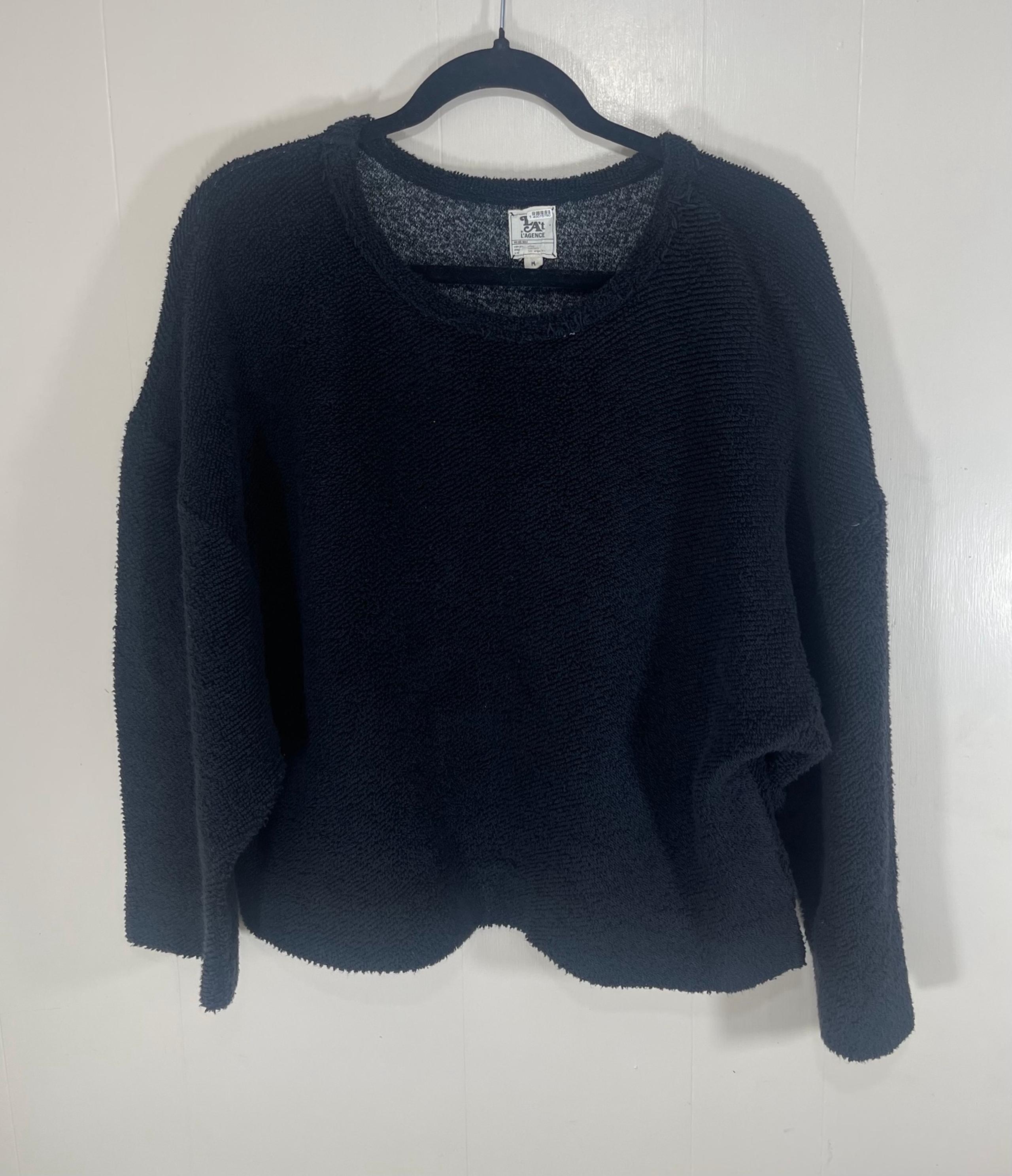 LA’T by L’Agence Black Pullover Long Sleeve Crewneck Sweater Womens