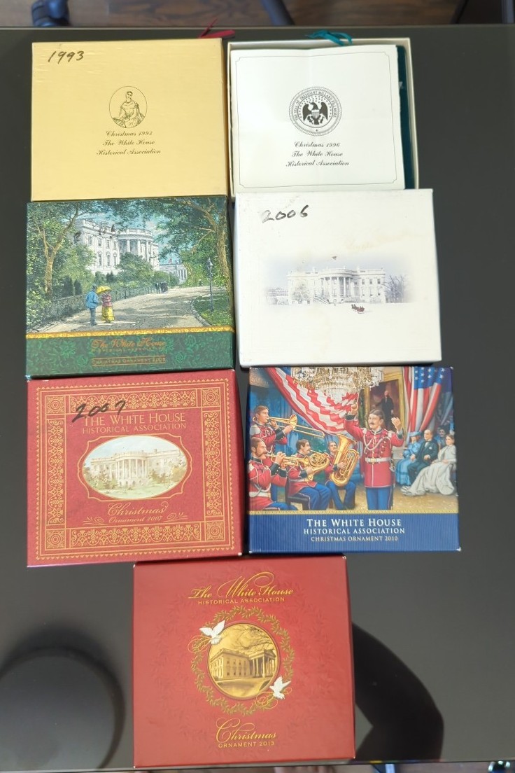 Lot of 7- The White House Christmas Historical Association Ornaments