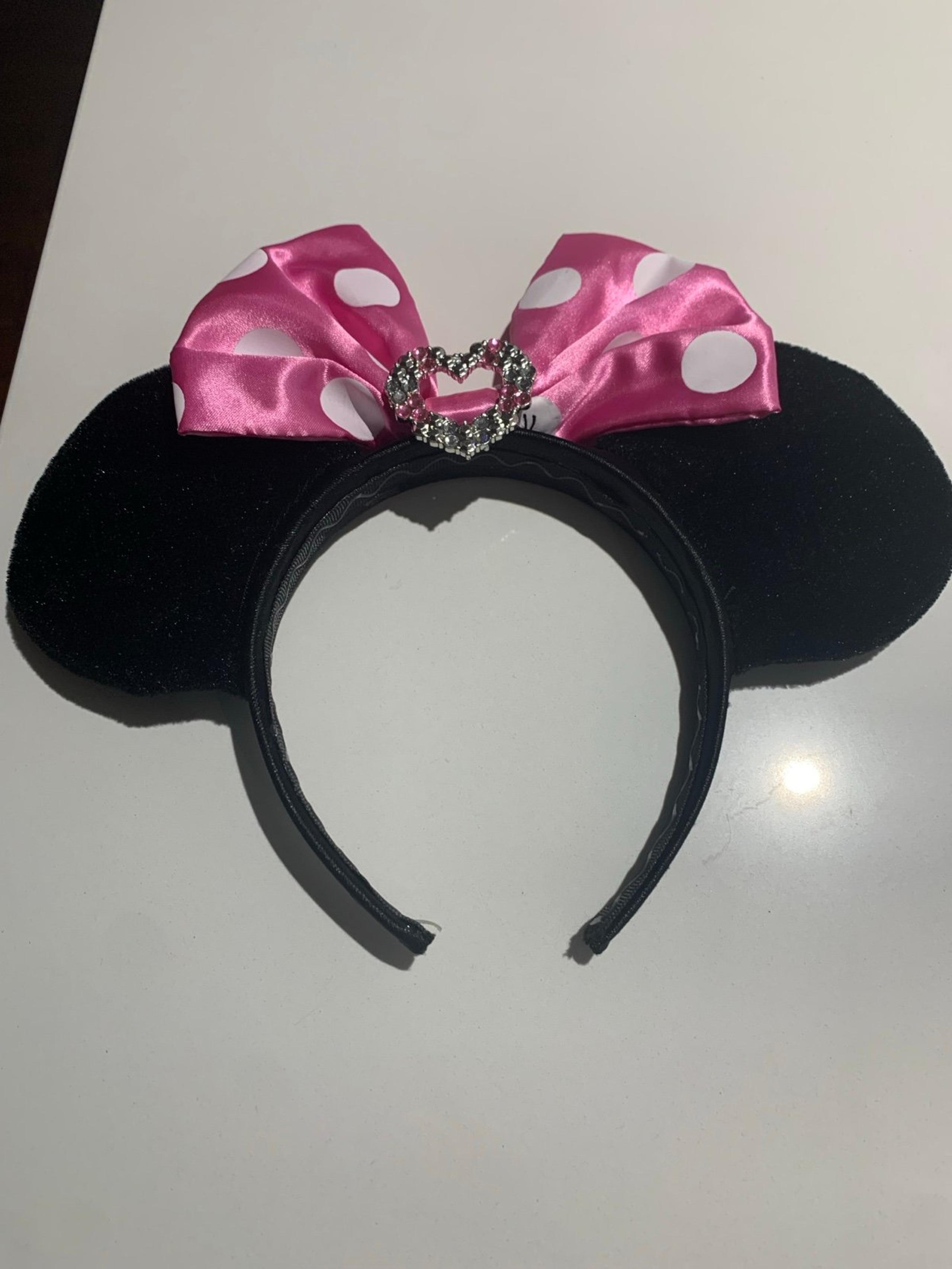 Disney Minnie Mouse Ear Headband for Kids - Jeweled Heart - Pink Polka Dot