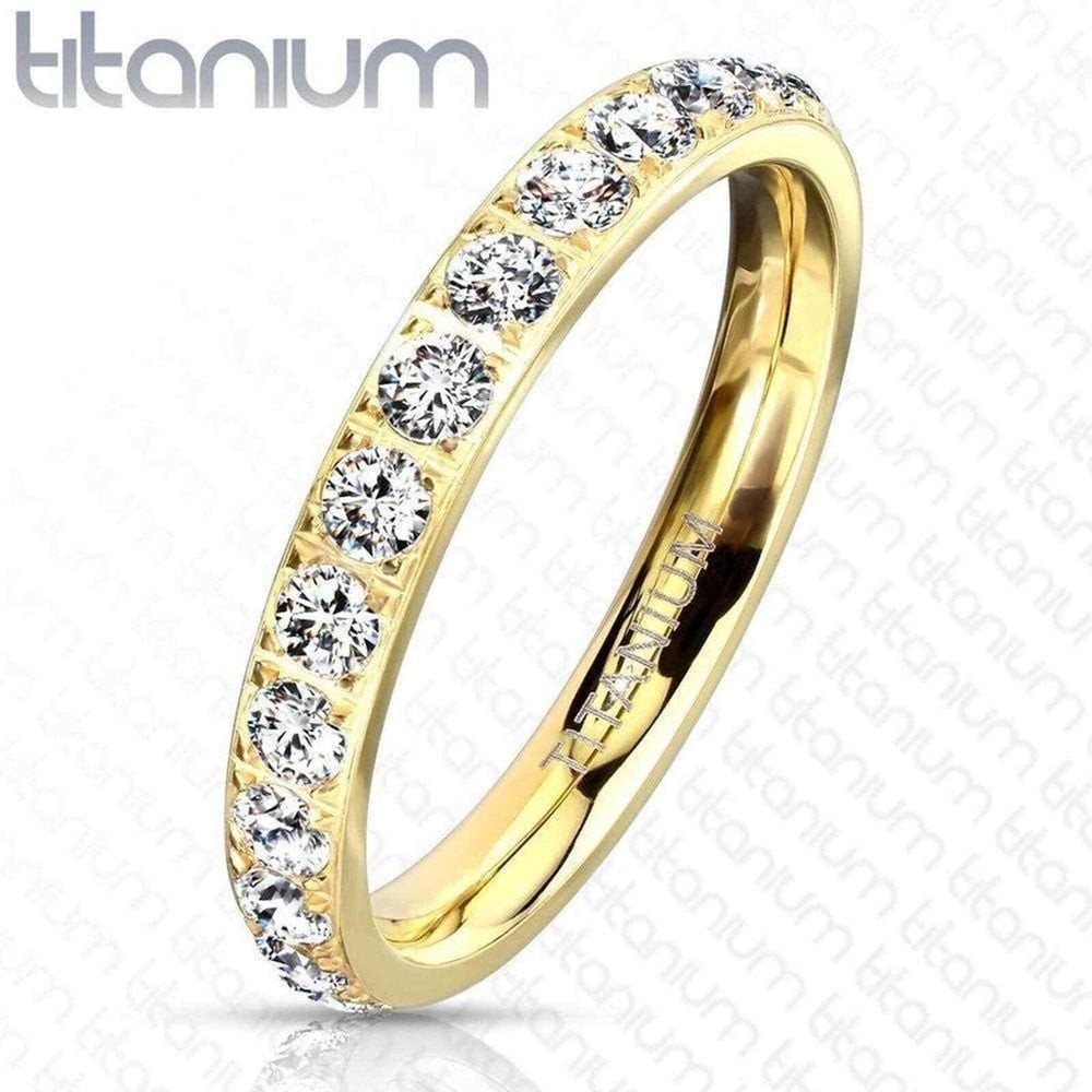 New CZ Gold Titanium Eternity Band size 9