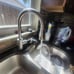 Pull down brushed steel sink faucet
