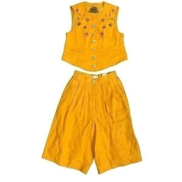 Julius lang vintage mustard yellow tank top bermuda shorts set IT 40 small