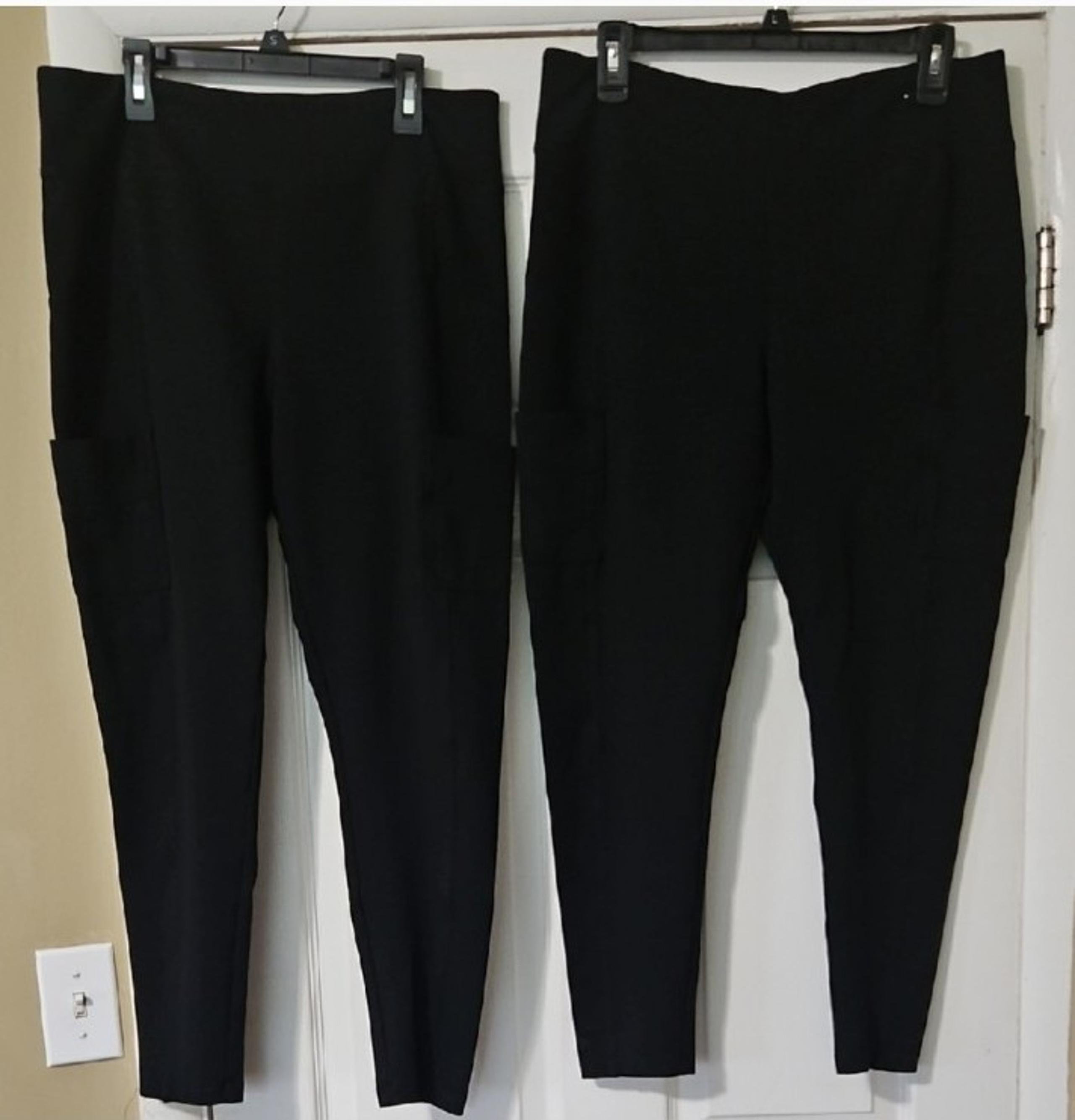 SO Black Ponte Leggings High Rise Pants W/ Pockets Size XL Set of Two