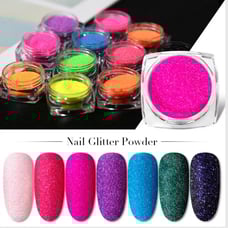 12 colors sugar nail art glitter powder