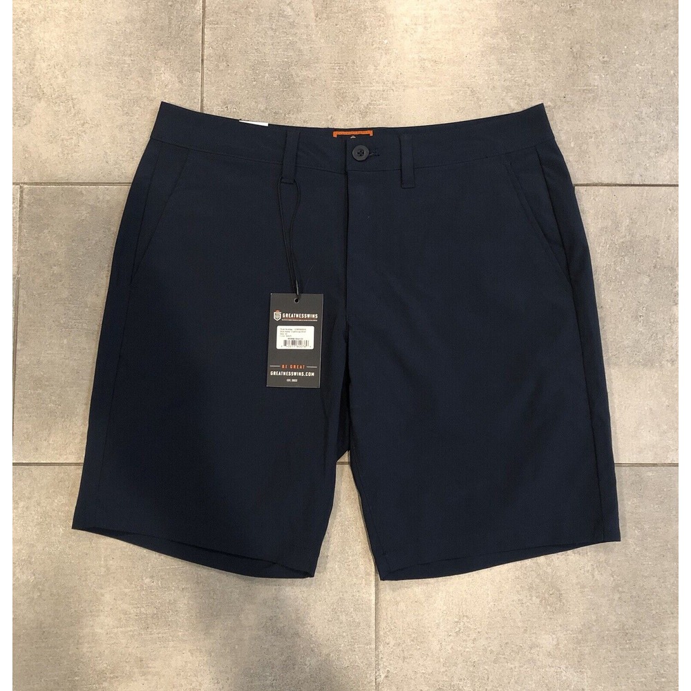 Greatness Wins Shorts Mens 32x9 Navy Performance Training Clubhouse Straight Fit