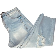 Rue 21 Men's Light Wash Loose Crop Distressed Denim Jeans