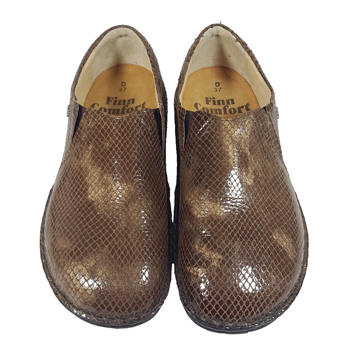 FINN Womens Shoes Loafers Brown Leather Snakeskin Embossed Casual Slip On 6.5 37