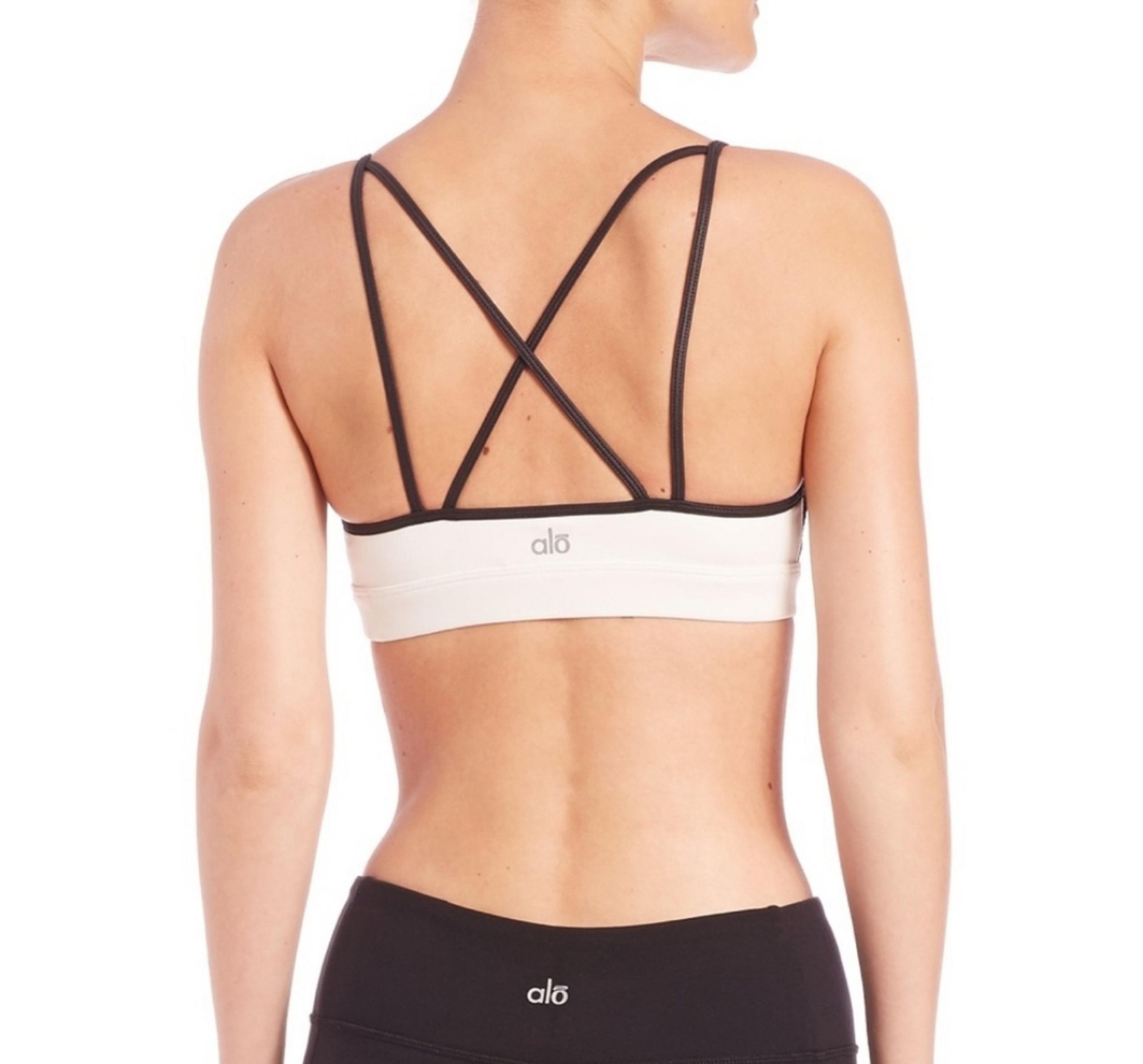 Alo Yoga wisteria mesh bra black white S