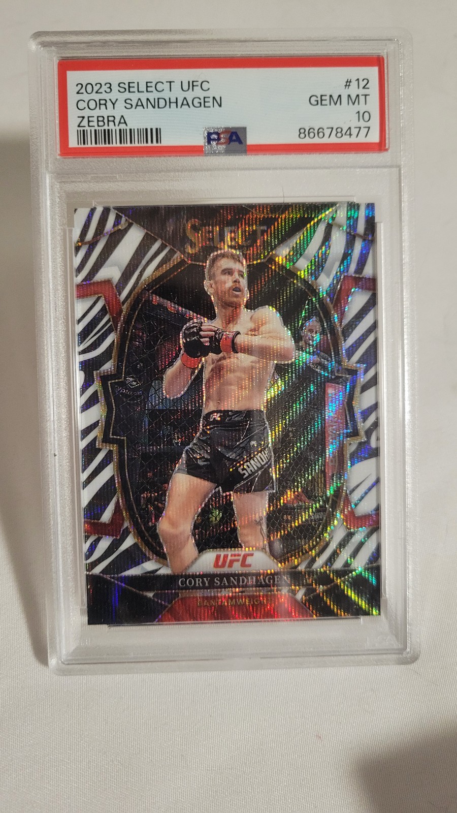 2023 Panini Select UFC Cory Sandhagen Concourse Zebra #12 PSA 10 POP 1