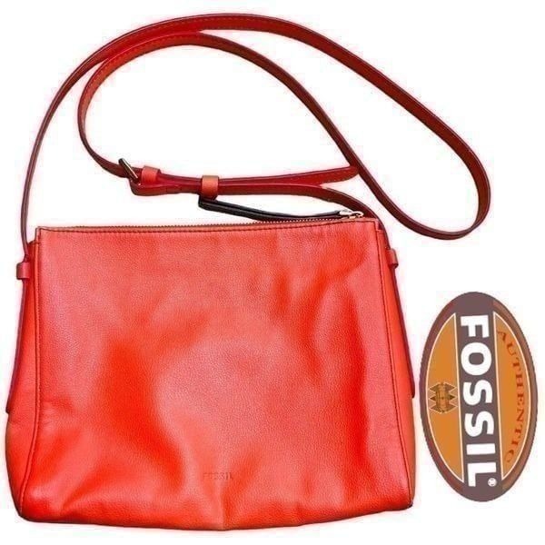 Fossil Bright Orange Crossbody Purse Copper Looking Hardware