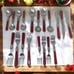Vtg Lot 19 x EME Napoleon Flatware Pearlized Marble Bordeaux Red Stainless Steel