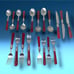 Vtg Lot 19 x EME Napoleon Flatware Pearlized Marble Bordeaux Red Stainless Steel