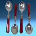 Vtg Lot 19 x EME Napoleon Flatware Pearlized Marble Bordeaux Red Stainless Steel