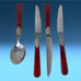 Vtg Lot 19 x EME Napoleon Flatware Pearlized Marble Bordeaux Red Stainless Steel
