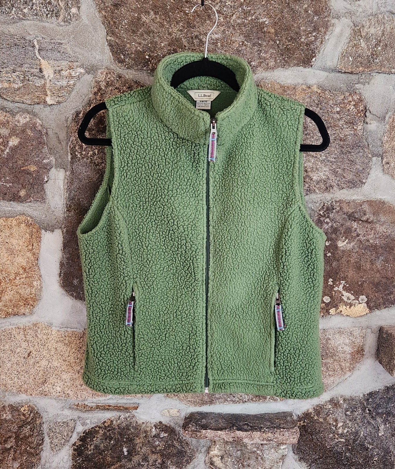 L.L. Bean Women's Green Sherpa Fleece Full Zip Sweater Vest Size M-Reg