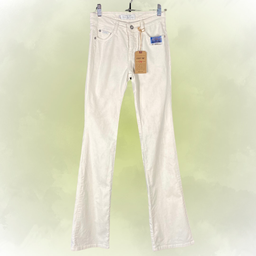 C'est Toi White Stretch Corduroy Pants
