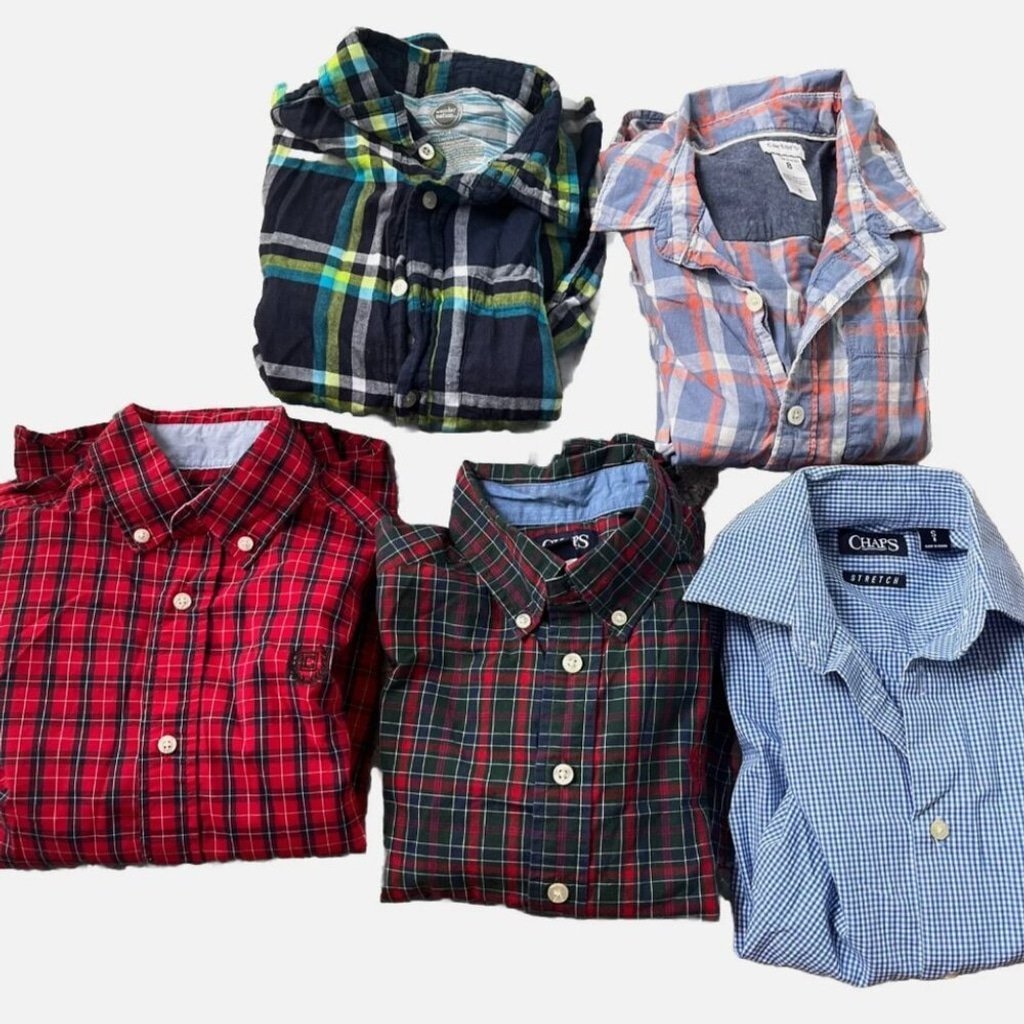 Chaps Wonder Nation Carters Lot of 5 Boys Button-Down Dress Plaid Shirts Size 8