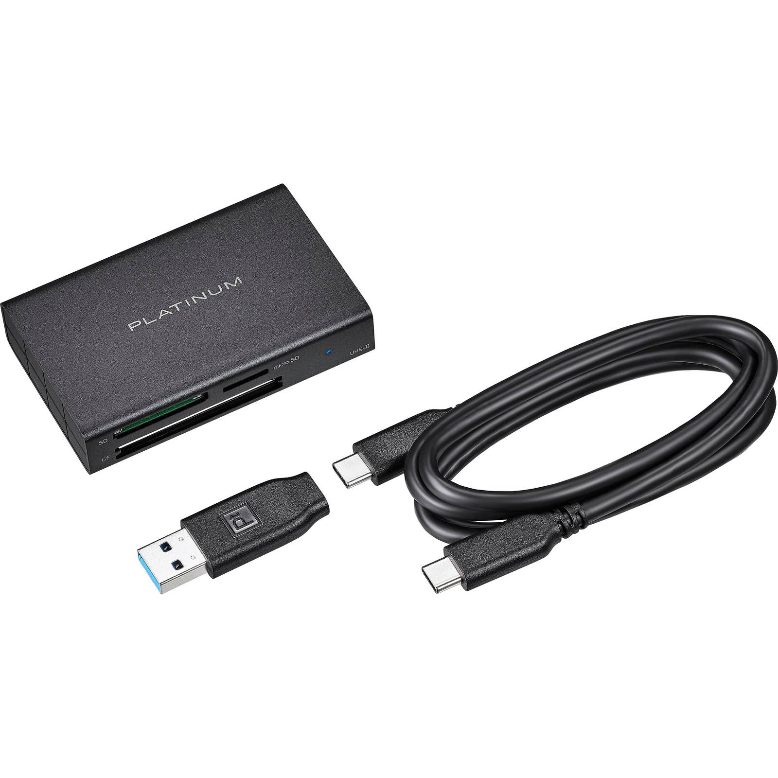 Platinum™ - USB 3.2 Gen 1 SD, microSD, CF 3 Slot Memory Card Reader - Black