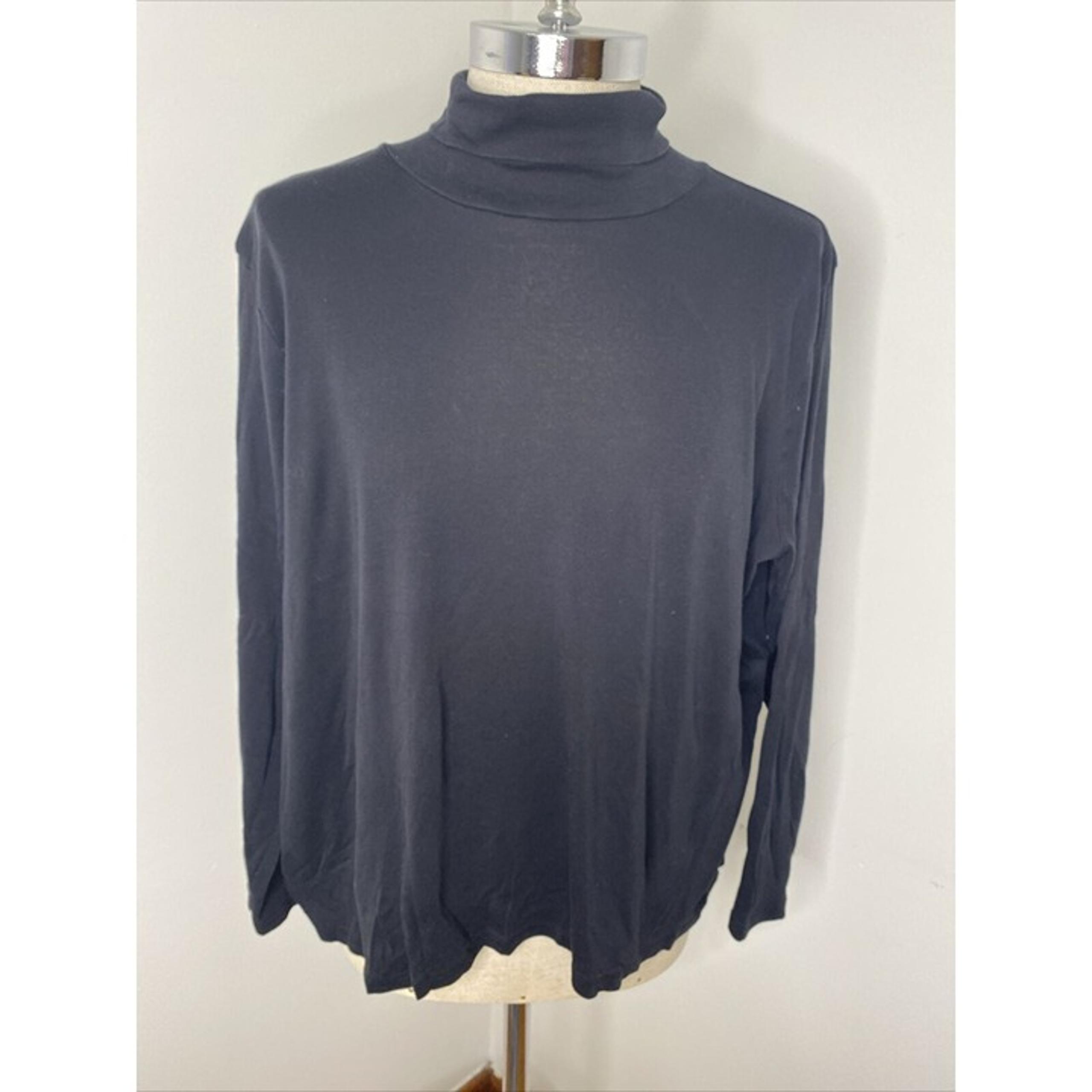Talbots Women's 3X Turtleneck Shirt Pima Cotton Top Black Pima Cotton
