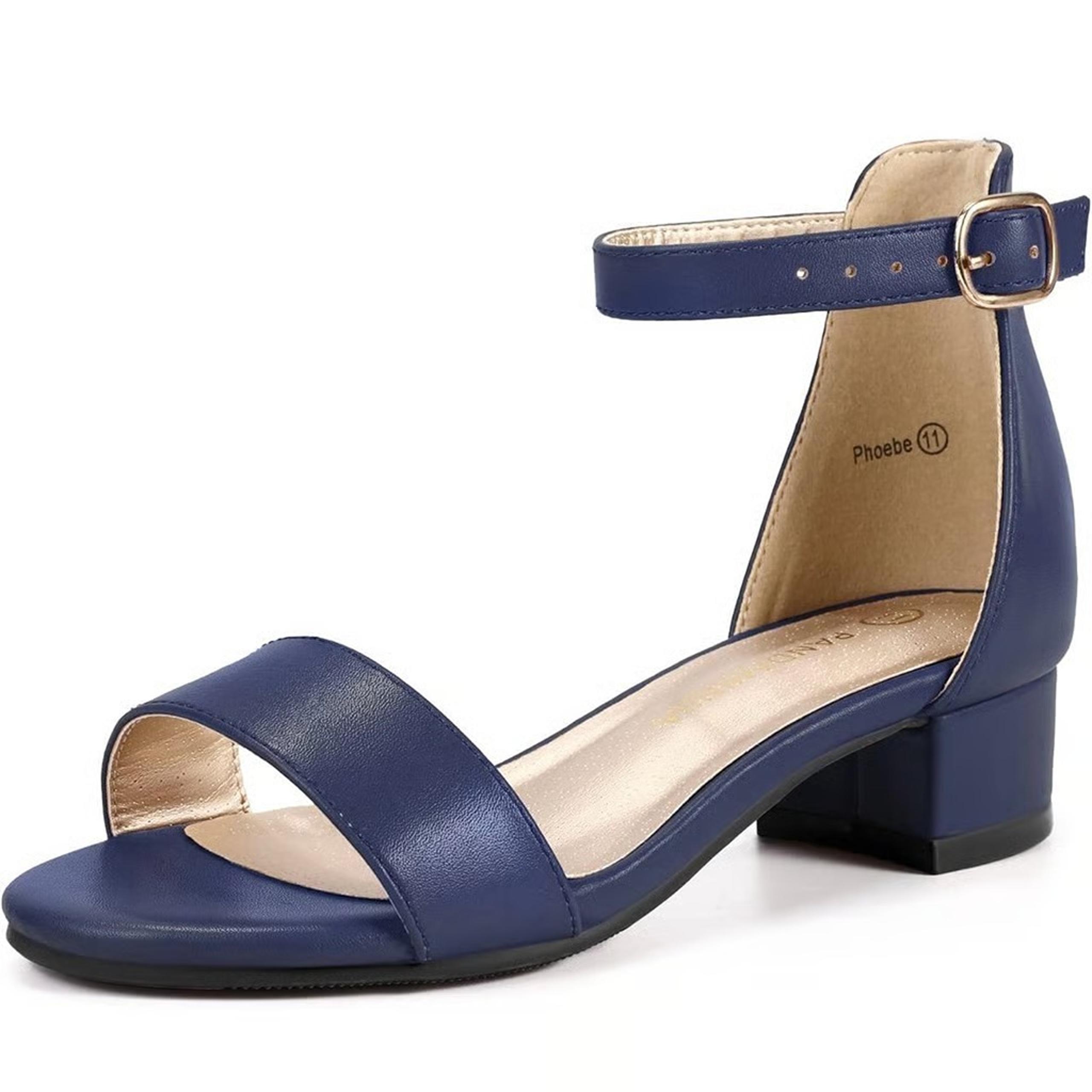 Girl's Navy Heels with Straps