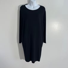 Eileen Fisher Black Viscose Jersey Knit Dress With Pockets Size S