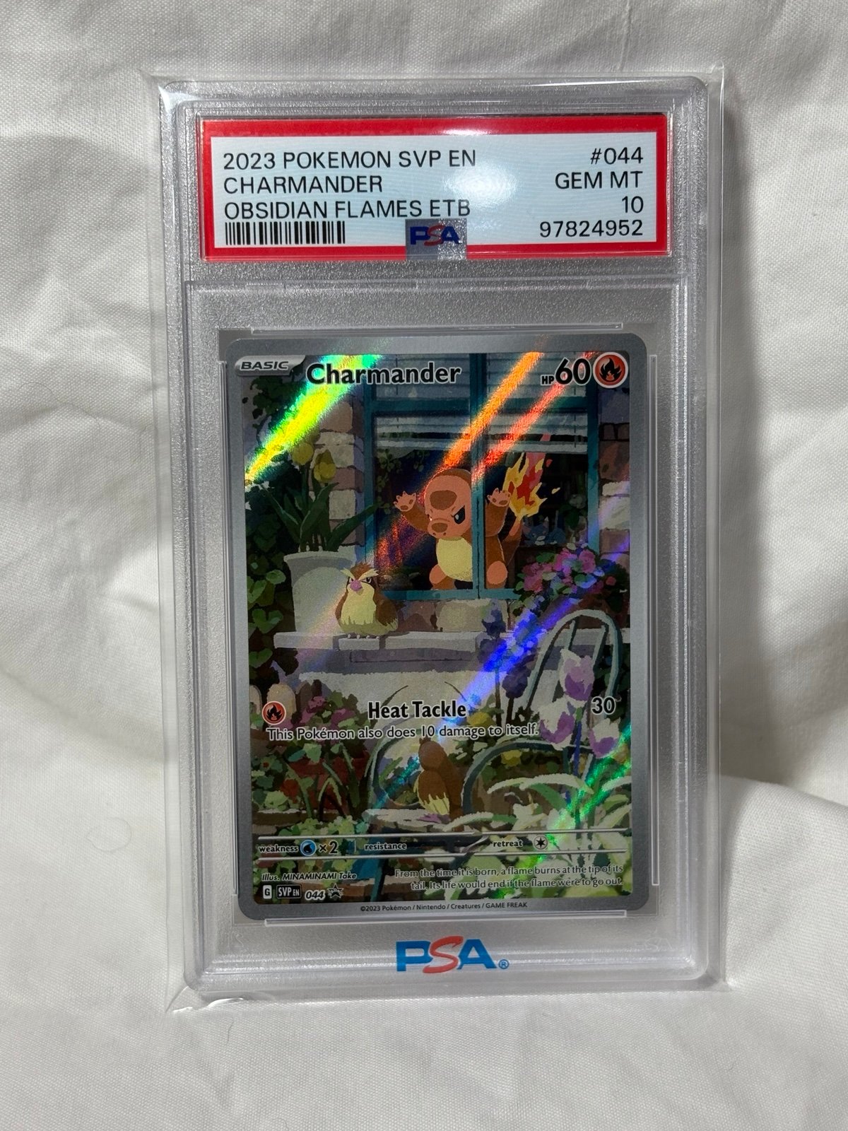 PSA 10 GEM MINT Charmander 044 Obsidian Flames ETB Promo Card