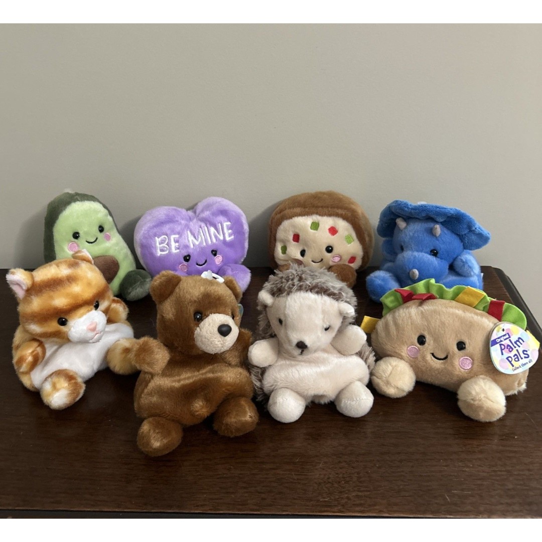 Lot 8 Aurora Palm Pals Bear Cat Triceratops Taco Heart Fruitcake Avocado Hedgie