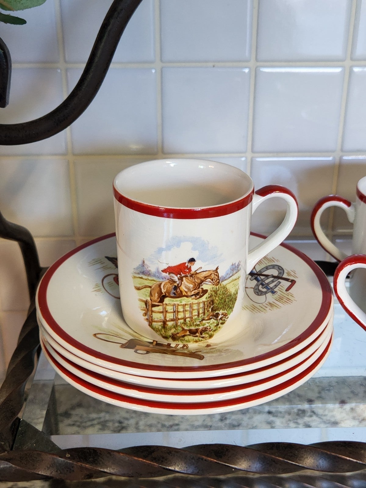 Fondeville Ambassador Ware “English Hunting Scenes” Child's Teacup & Saucer Set - detail