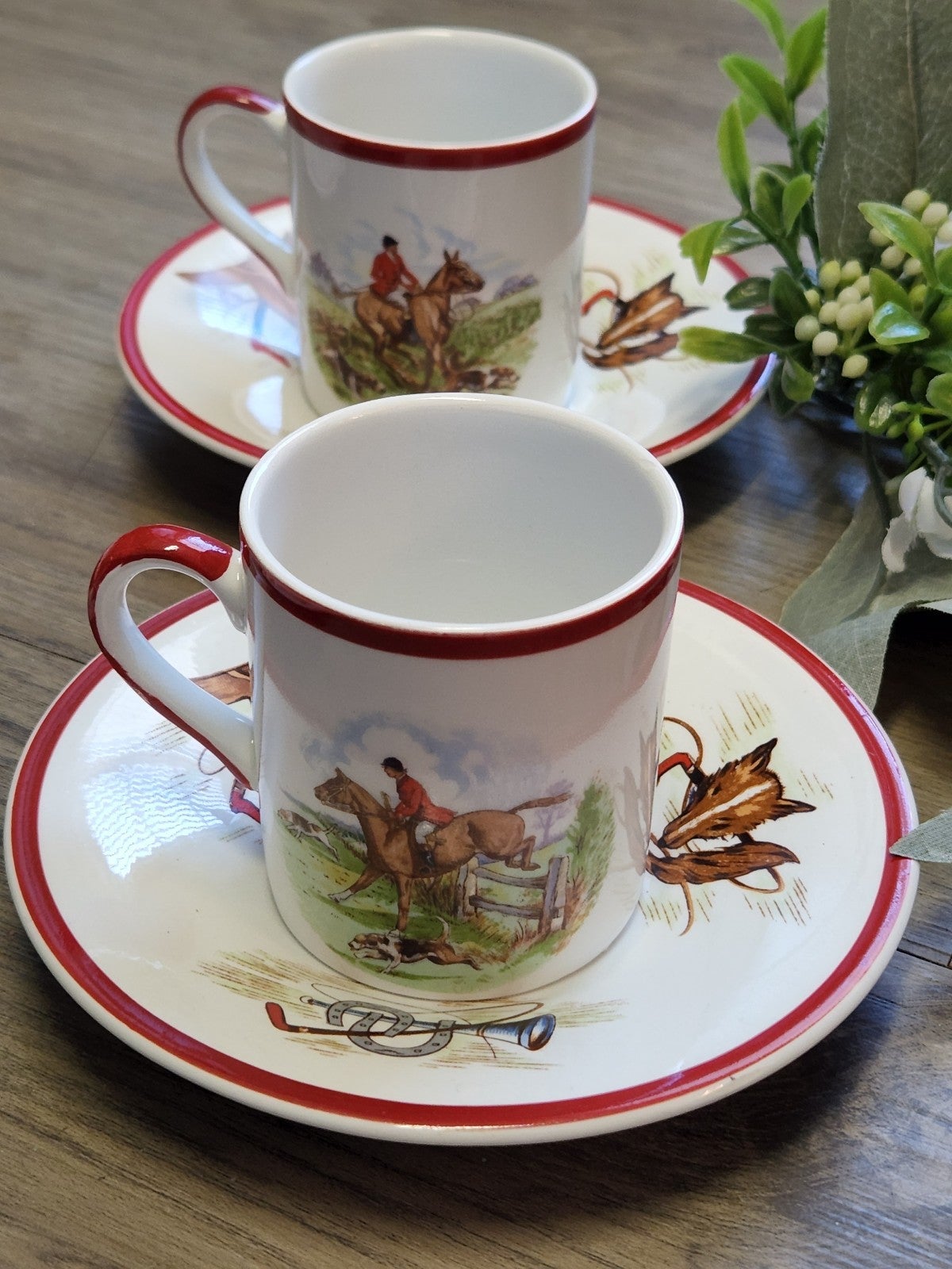 Fondeville Ambassador Ware “English Hunting Scenes” Child's Teacup & Saucer Set - detail
