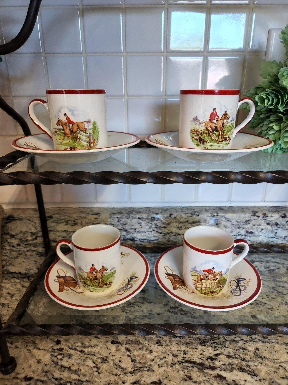 Fondeville Ambassador Ware “English Hunting Scenes” Child's Teacup & Saucer Set - detail