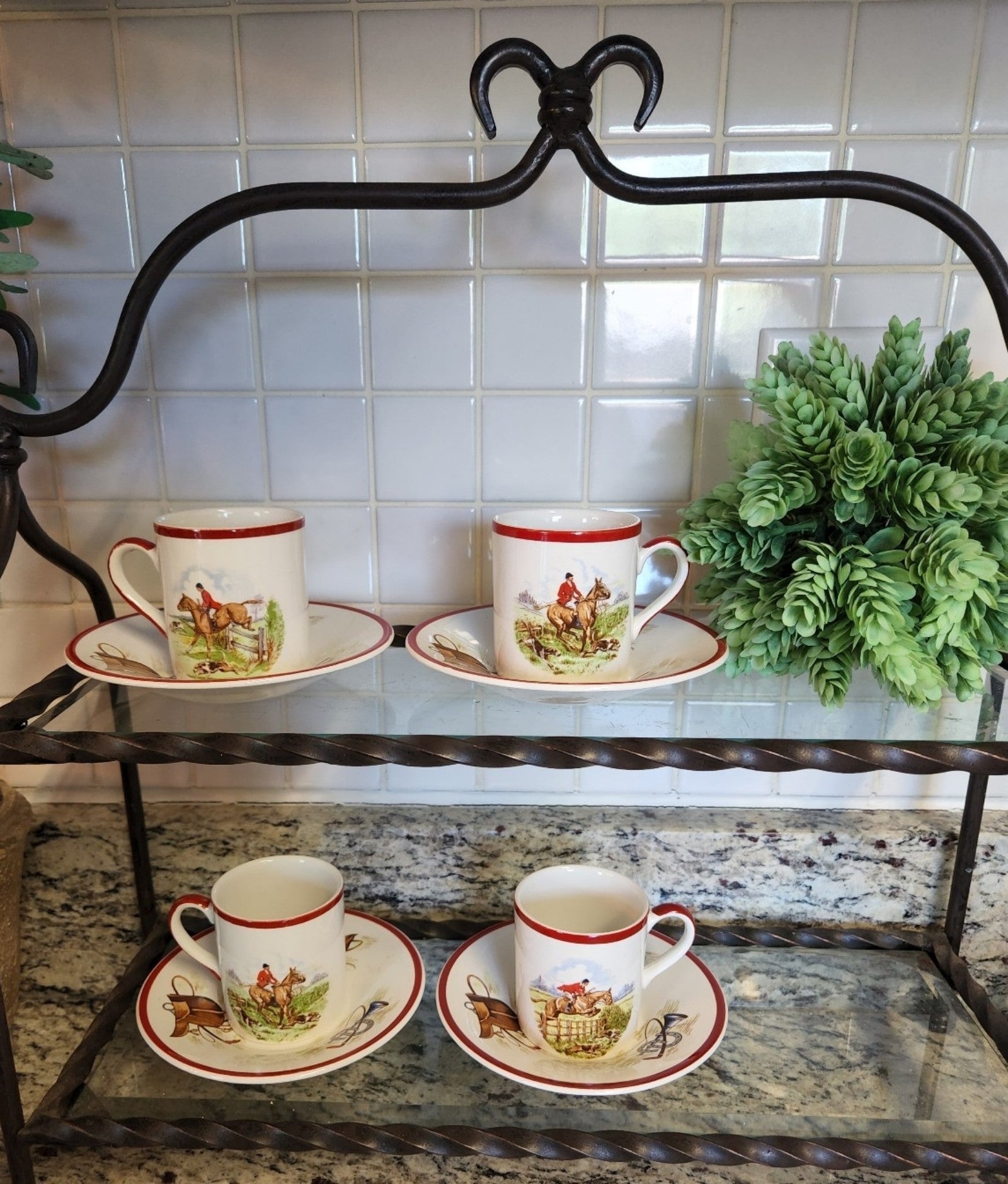 Fondeville Ambassador Ware “English Hunting Scenes” Child's Teacup & Saucer Set - detail