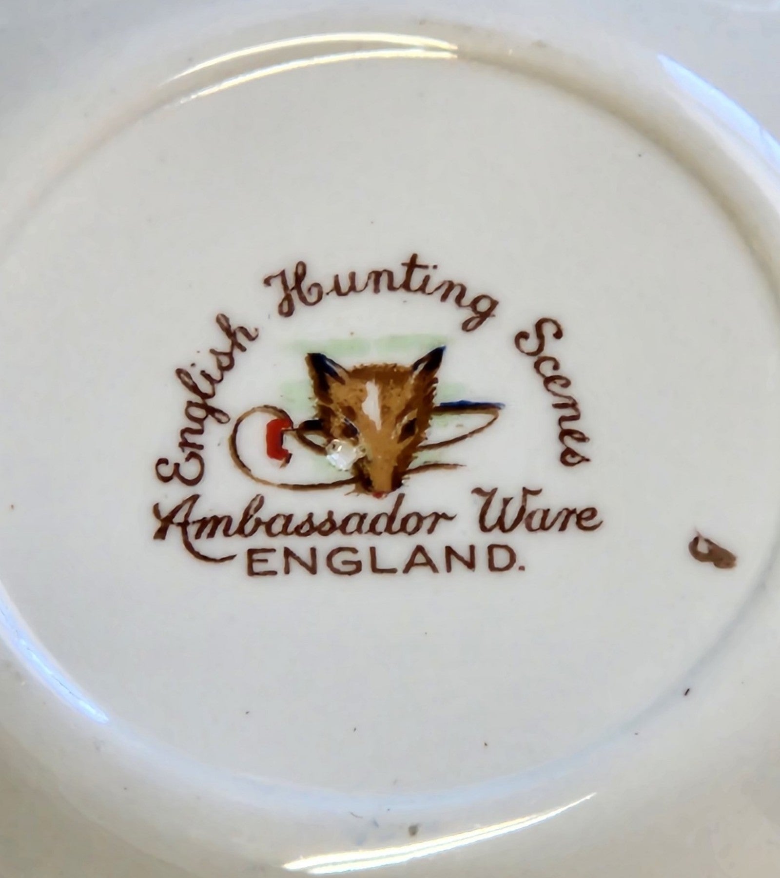 Fondeville Ambassador Ware “English Hunting Scenes” Child's Teacup & Saucer Set - detail