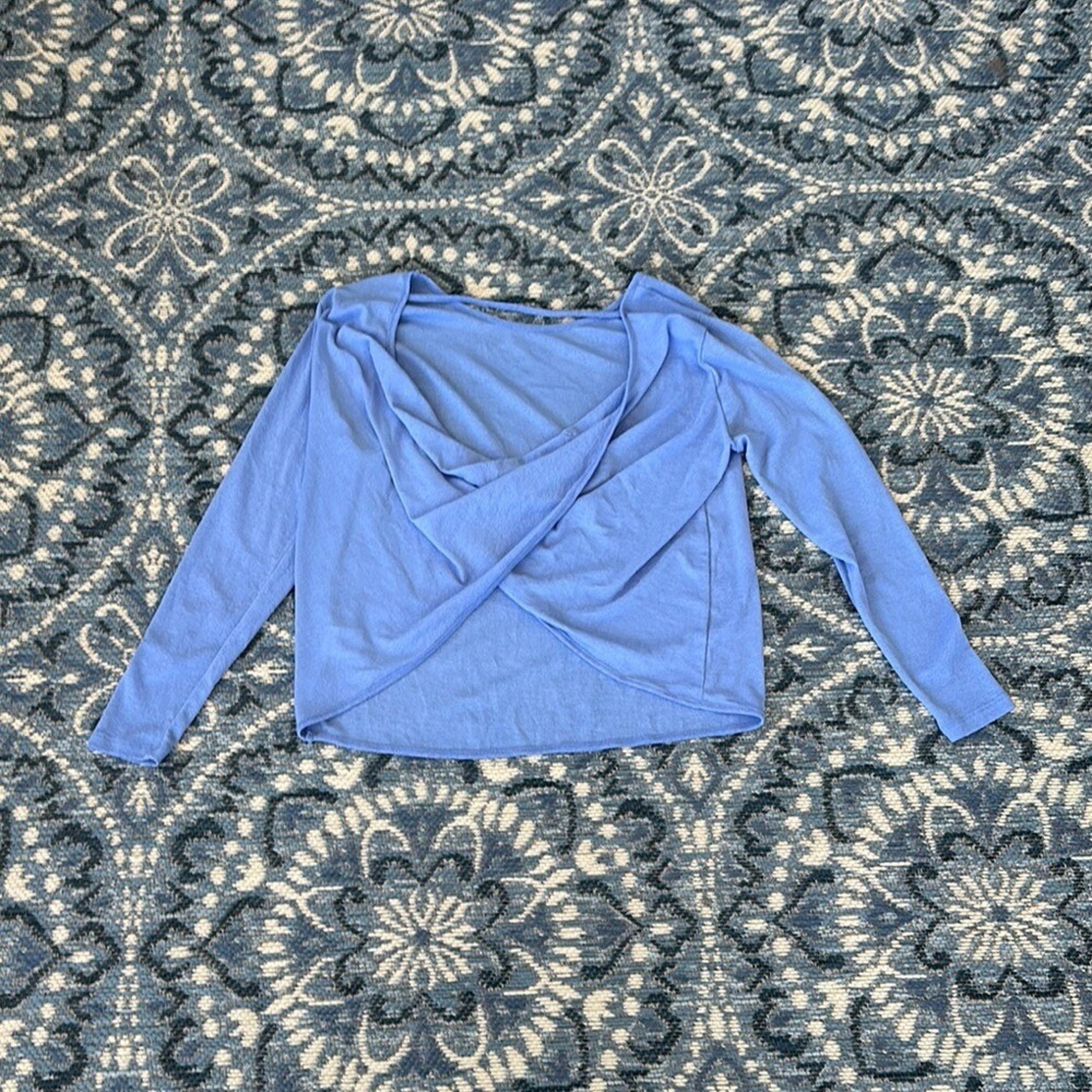 SHEIN Blue Long Sleeve Wrap Blouse
