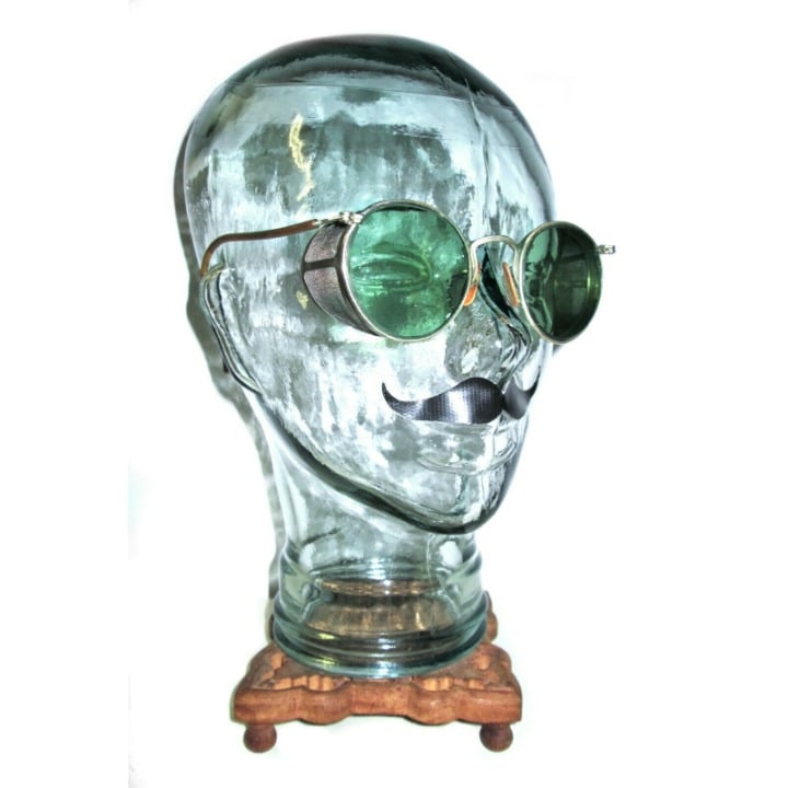 Antique American Optical Green Mesh Goggles Sunglasses Vtg Old AO Safety Glasses