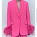 Bloggers Fav!!! NWT ZARA Straight Cut Feather Blazer