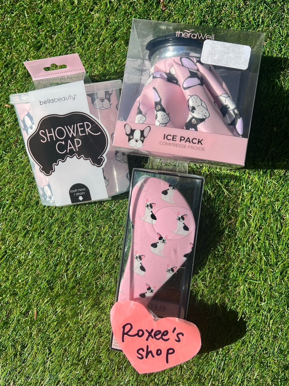Pink Boston Terrier Frenchie Beauty Hair Care Set