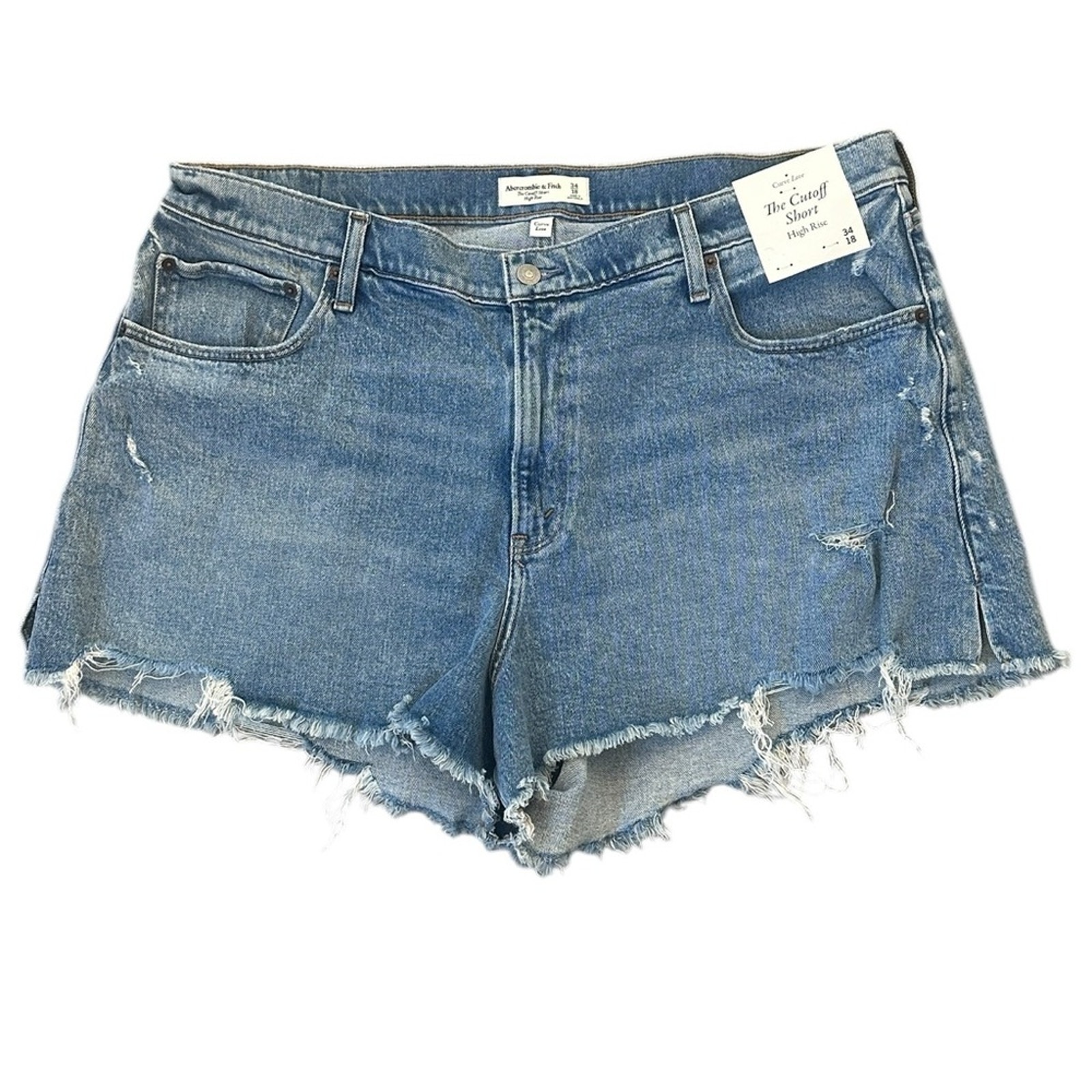 Abercrombie & Fitch The Cutoff Short High Rise Curve Love Denim Shorts 34 18 NEW