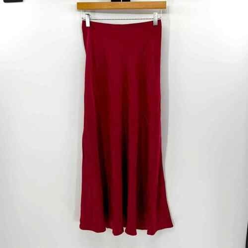 L'agence clarisa dark red satin bias maxi skirt size XS NWT