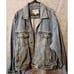 ACID WASHED Y2K Denim Jacket Eddie Bauer Men XXL Cotton Dungaree 4 Pocket HEAVY