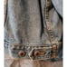 ACID WASHED Y2K Denim Jacket Eddie Bauer Men XXL Cotton Dungaree 4 Pocket HEAVY